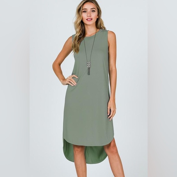 🌵AERIE LINEN HIGH LOW TANK MIDI DRESS - Picture 3 of 6